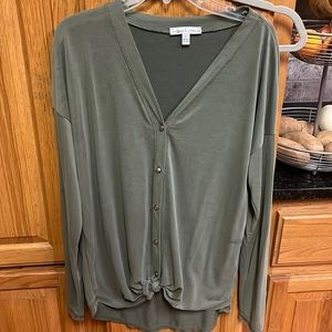 Green Button Up Top